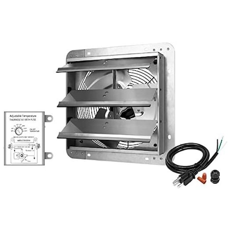 Ipower 12 Inch Shutter Exhaust Fan + Temperature Control HIFANXEXHAUST12THEMOT